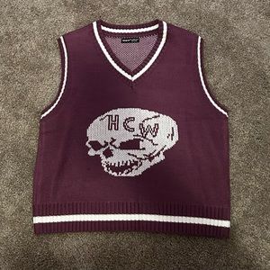 Purple and white sweater vest